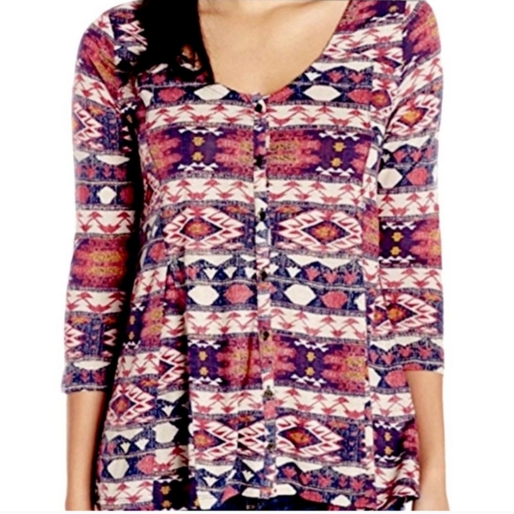 Lucky Brand button up Aztec print top
